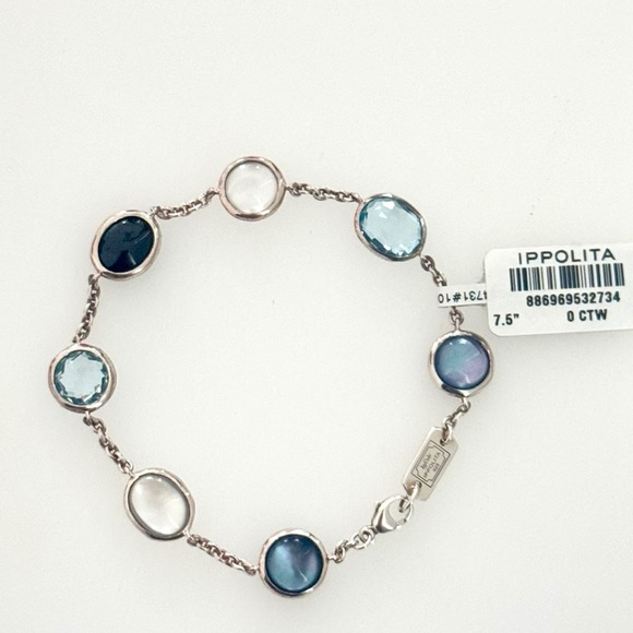 IPPOLITA LUCE 7-STONE CHAIN BRACELET IN STERLING SILVER MOTHER OF PEARL NEW - Picture 7 of 14